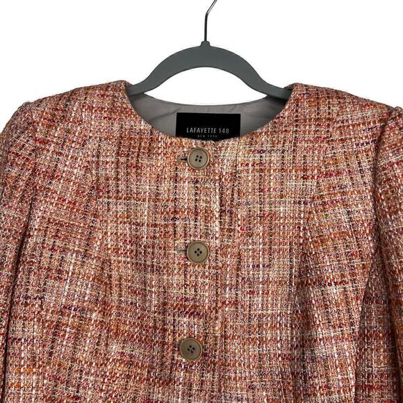 Lafayette 148 tweed Jacket/ blazer Size 4 color coral/pink/multi - Picture 4 of 13